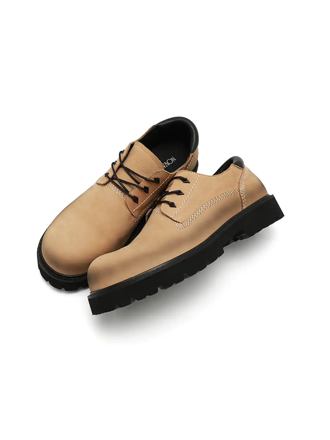 NOVACAM | Vintage Full-Grain Leather Round Toe Derby Shoes