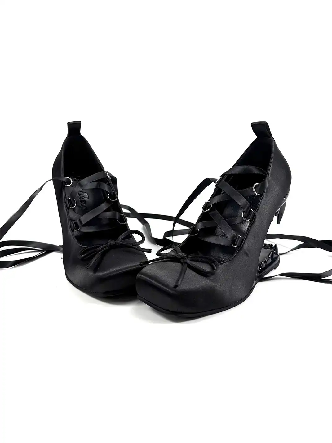 Dolly Bae | Lace-Up Square Toe Satin High Heels