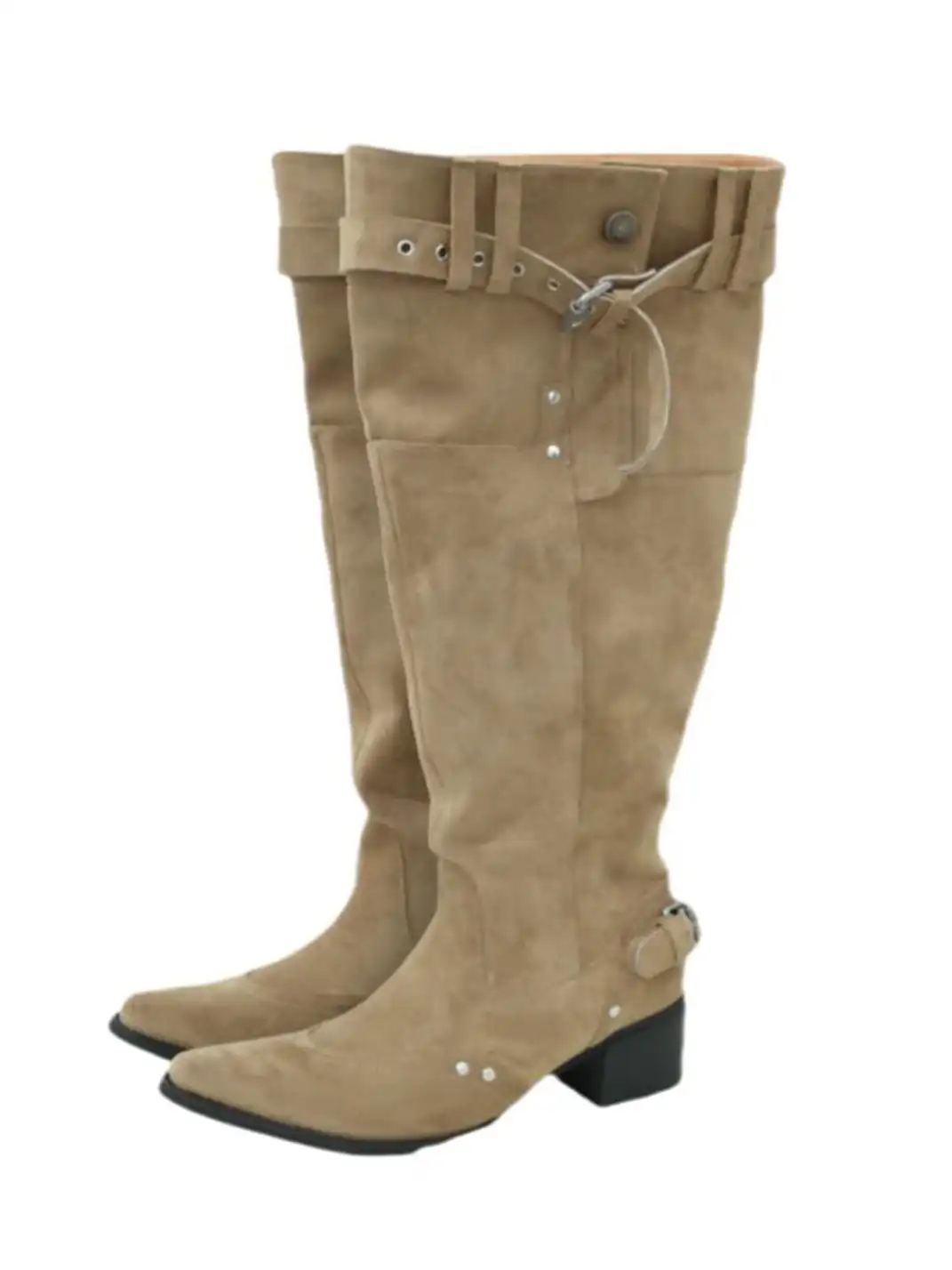 Mooreyu | Suede Pointed Toe Slouchy Boots