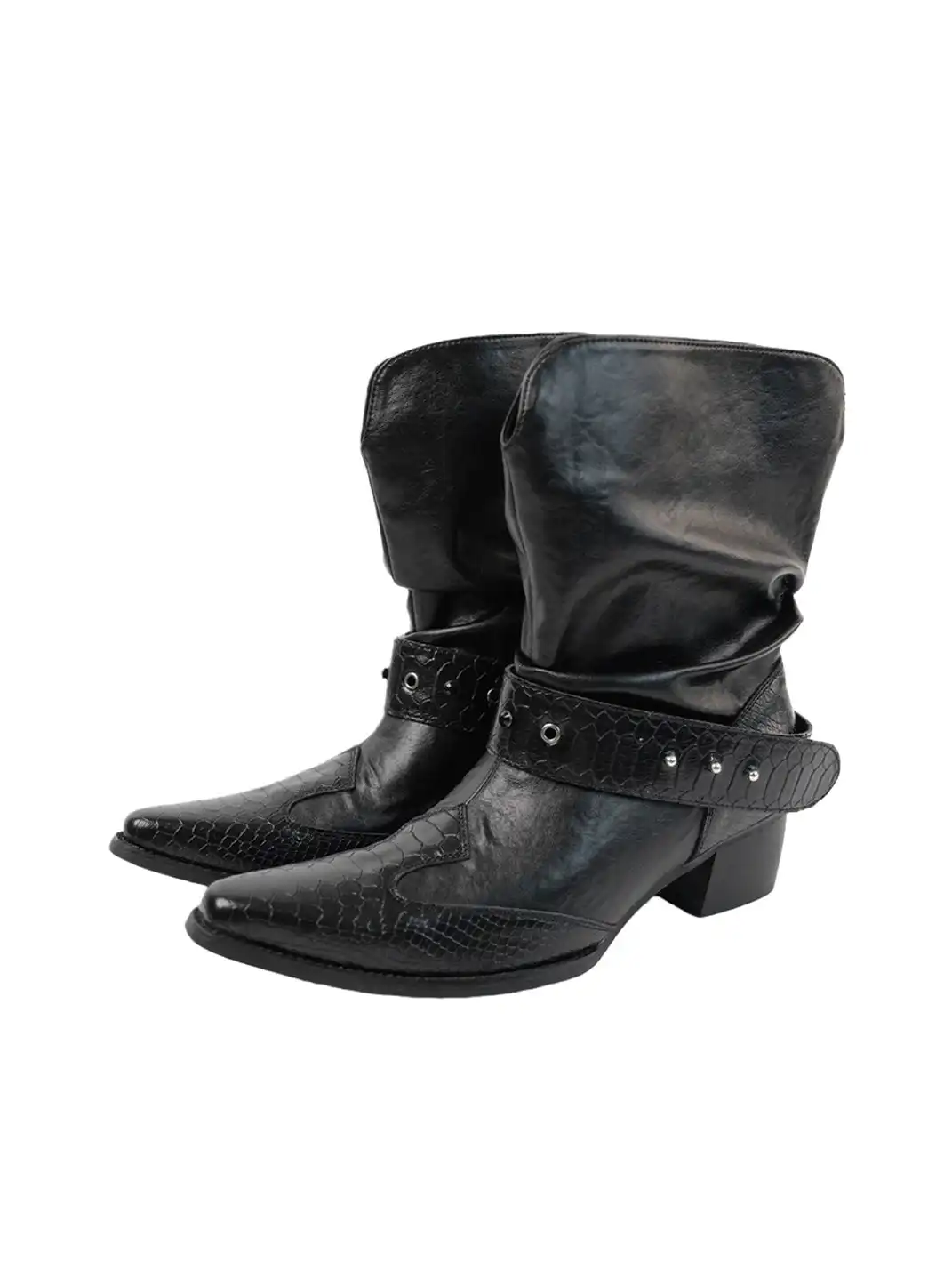 Mooreyu | Pointed Toe Cowhide Knight Boots