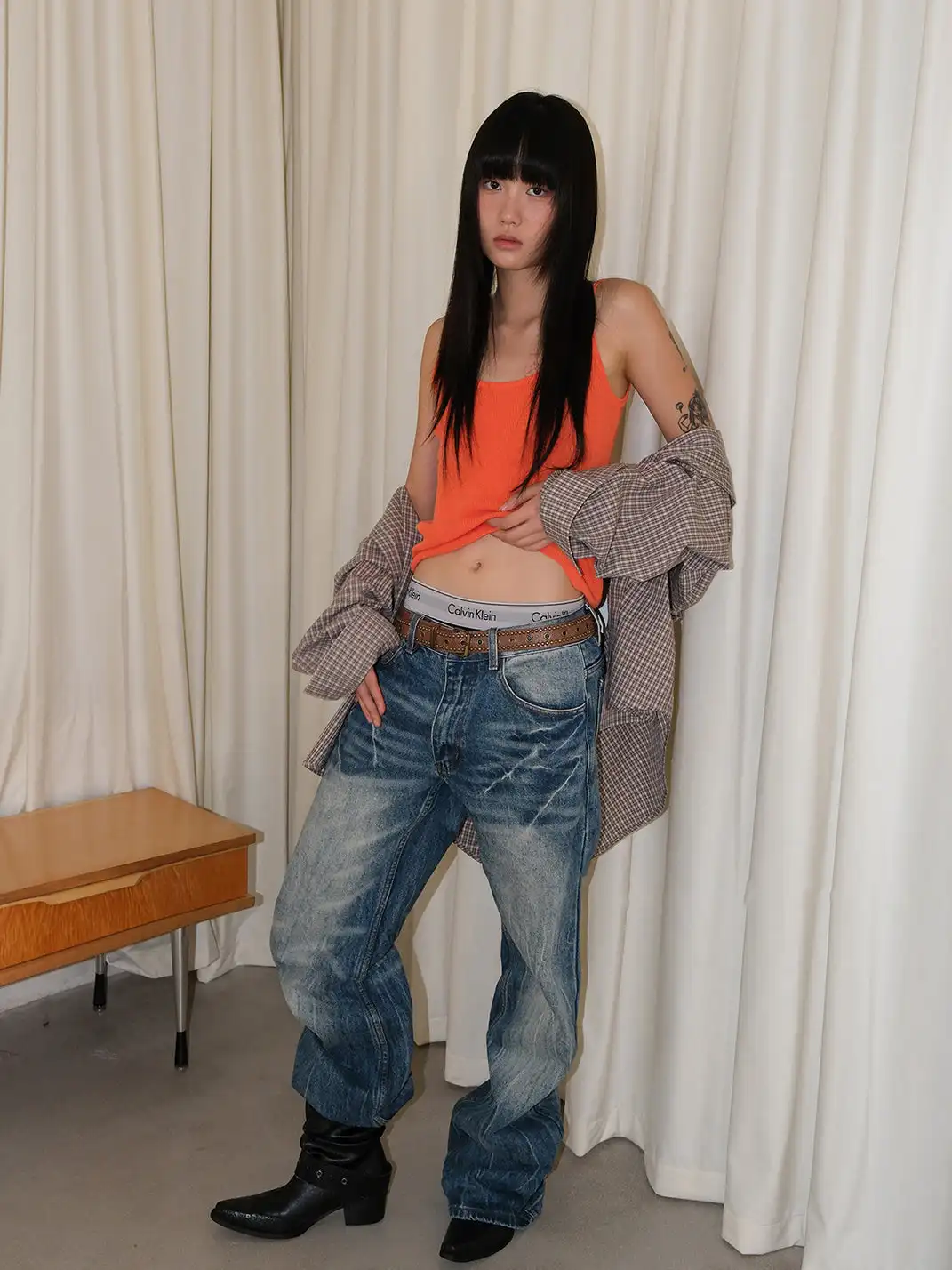 Mooreyu | Pointed Toe Cowhide Knight Boots