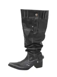 Mooreyu | Pointed Toe Chunky Heel Wide Calf Boots