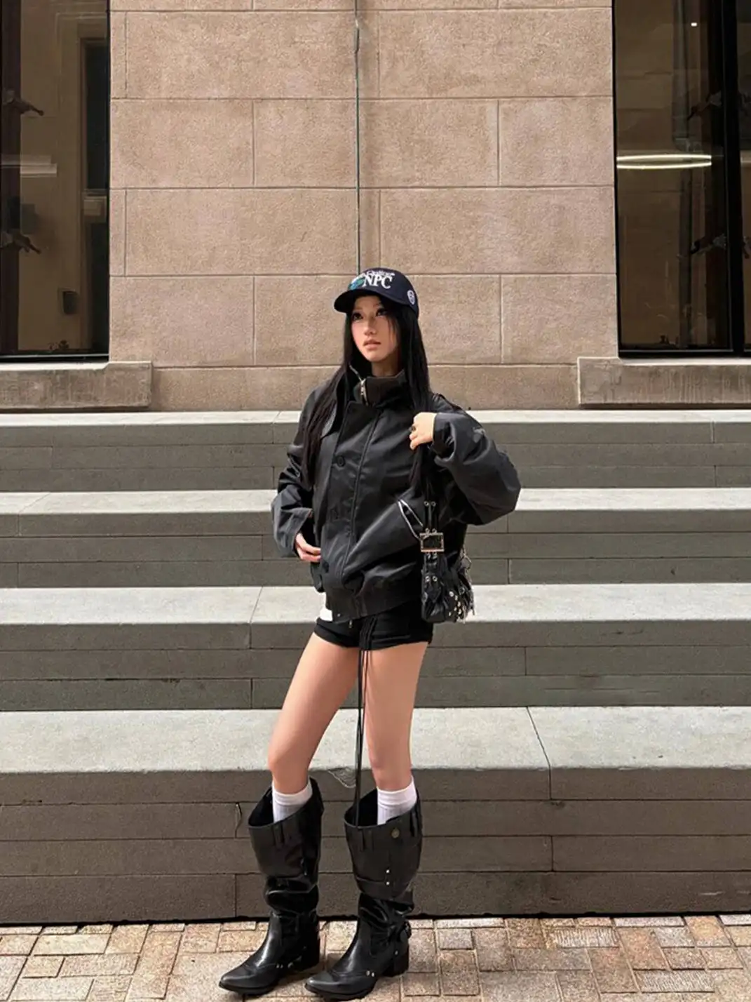 Mooreyu | Pointed Toe Chunky Heel Wide Calf Boots