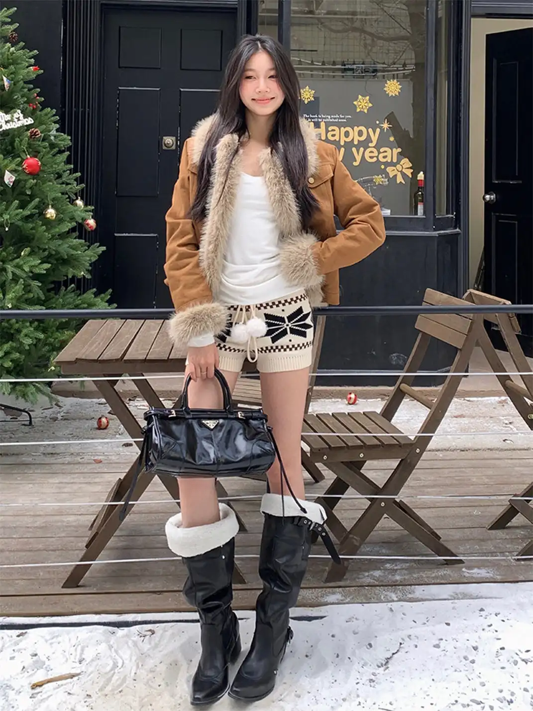 Mooreyu | Pointed Toe Chunky Heel Wide Calf Boots