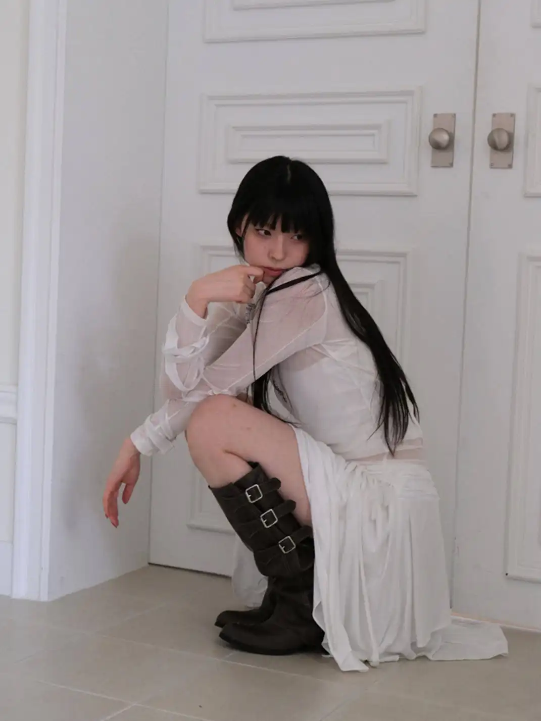 Mooreyu | Western Cowboy Ruched Stacked Knee High Knight Boots