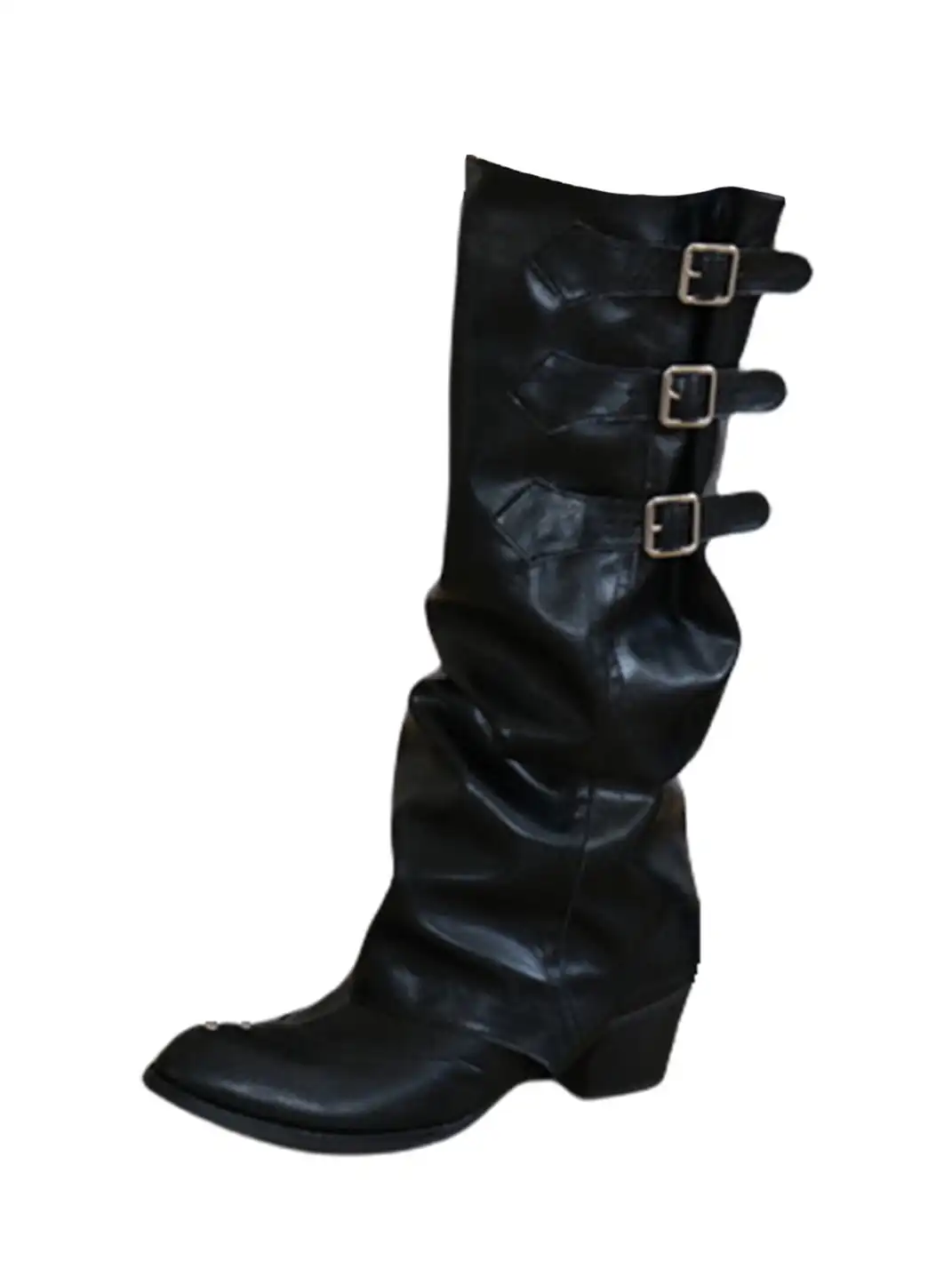 Mooreyu | Western Cowboy Ruched Stacked Knee High Knight Boots