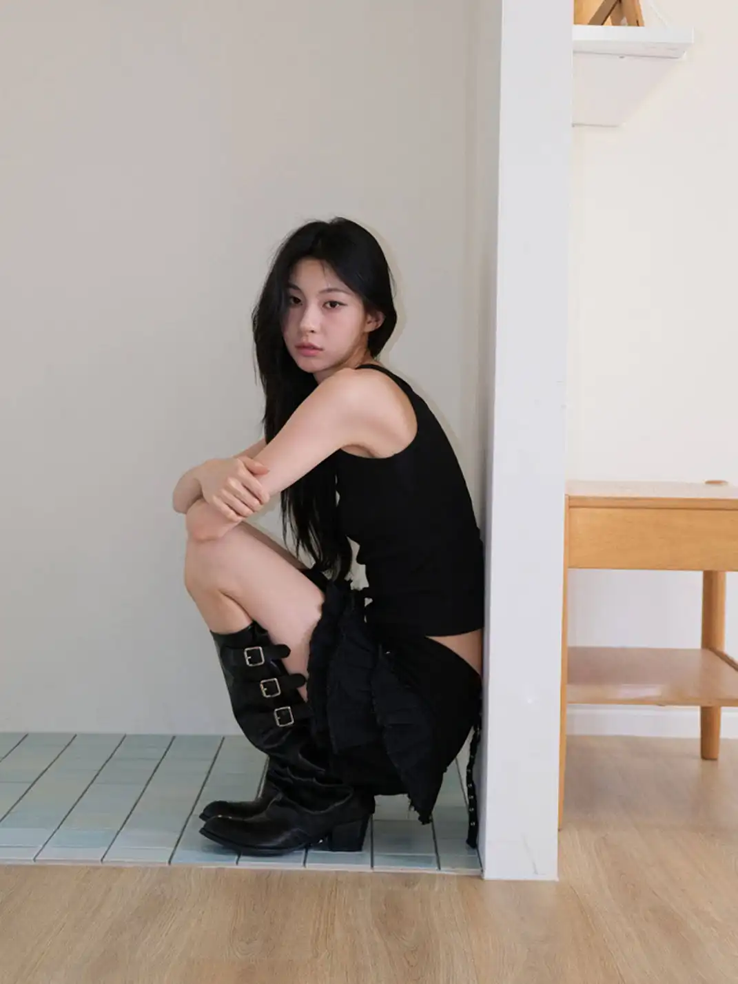 Mooreyu | Western Cowboy Ruched Stacked Knee High Knight Boots