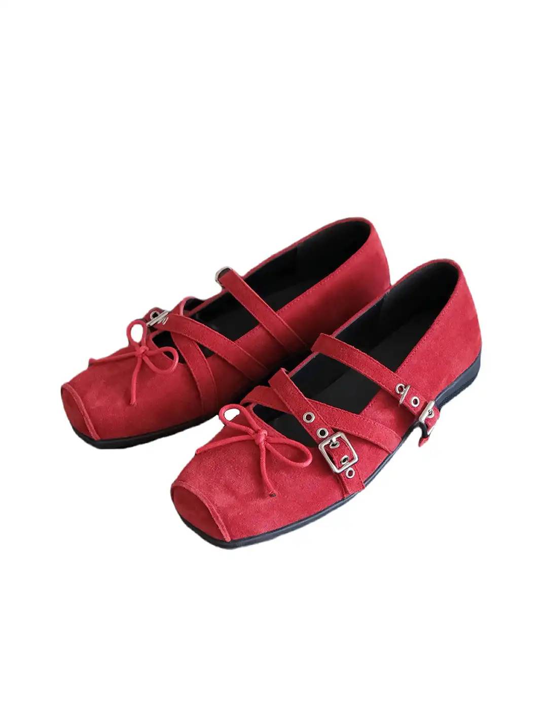 Mooreyu | Bow Low-Cut Rivet Ballet Flats