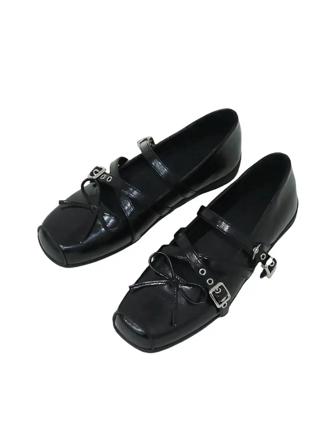 Mooreyu | Bow Low-Cut Rivet Ballet Flats