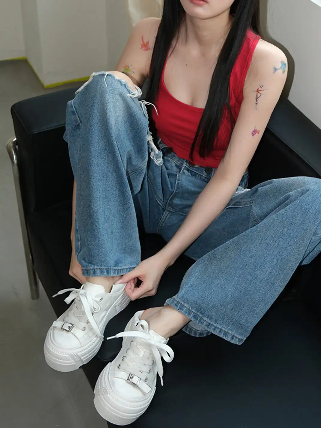 Mooreyu | Brush Wash Casual Versatile Distressed Skate Shoes