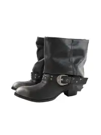Mooreyu | Leather Western Stacked Boots