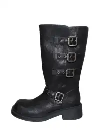 Mooreyu | Buckle Motorcycle Knight Mid-Calf Boots