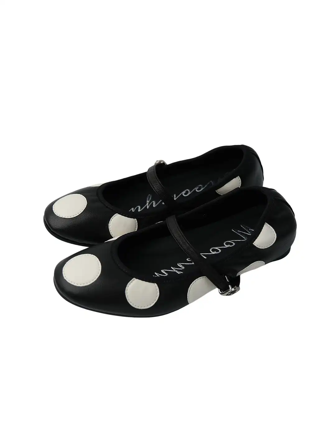 Mooreyu | Polka Dot Round Toe Low-Cut Single Strap Flats