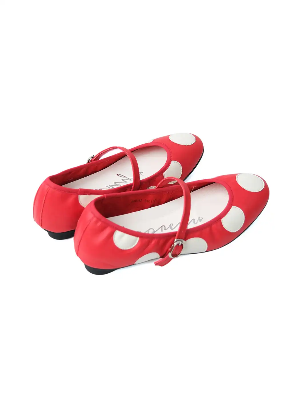 Mooreyu | Polka Dot Round Toe Low-Cut Single Strap Flats