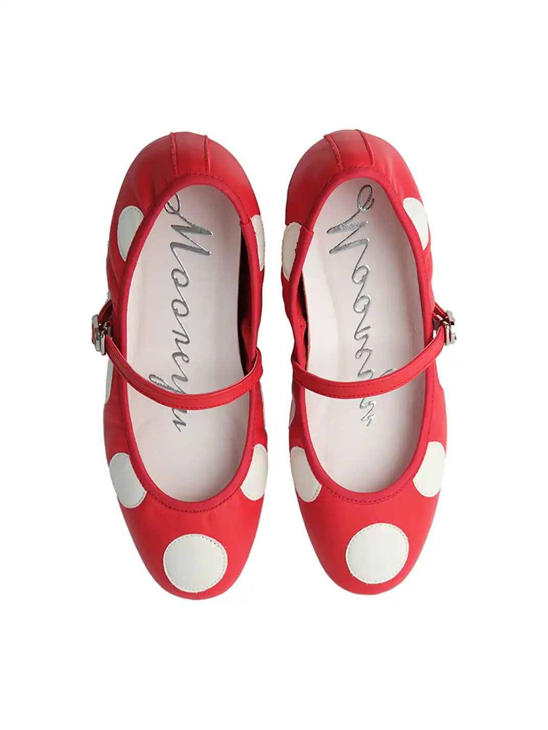 Mooreyu | Polka Dot Round Toe Low-Cut Single Strap Flats