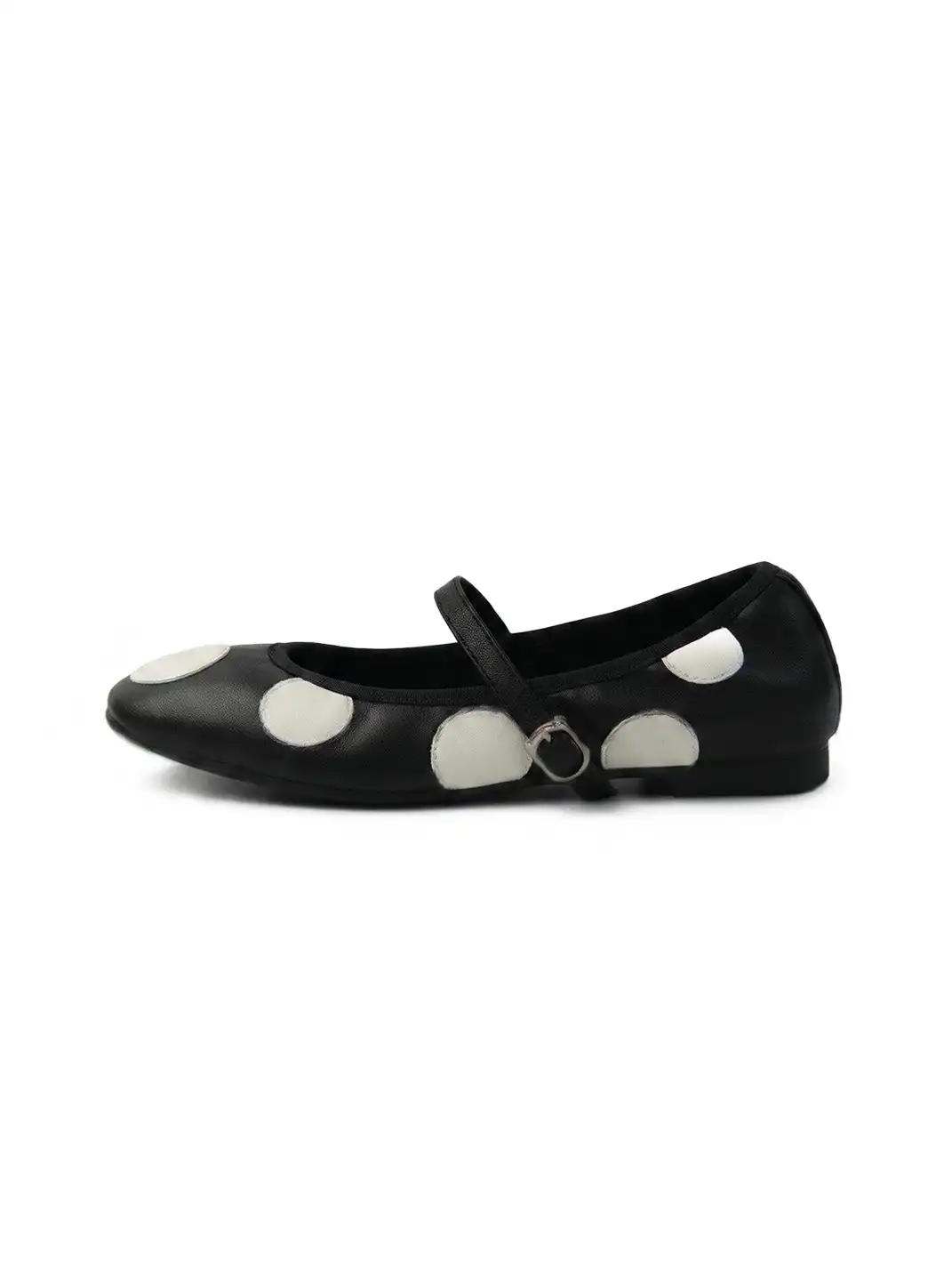Mooreyu | Polka Dot Round Toe Low-Cut Single Strap Flats