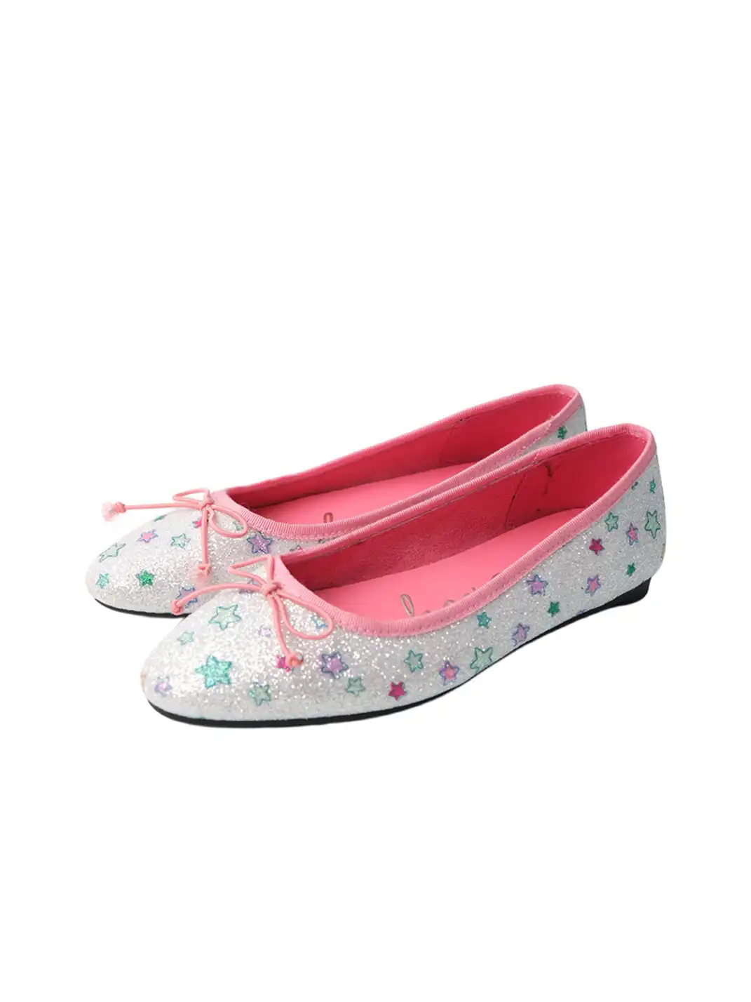 Mooreyu | Glitter Star Print Bow Ballet Flats