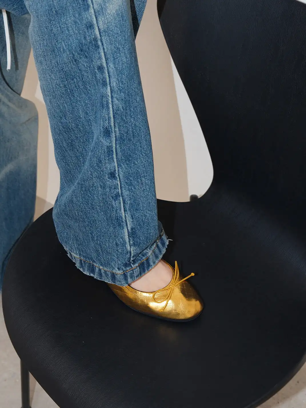 Mooreyu | Bow Detail Quilted Ballet Flats