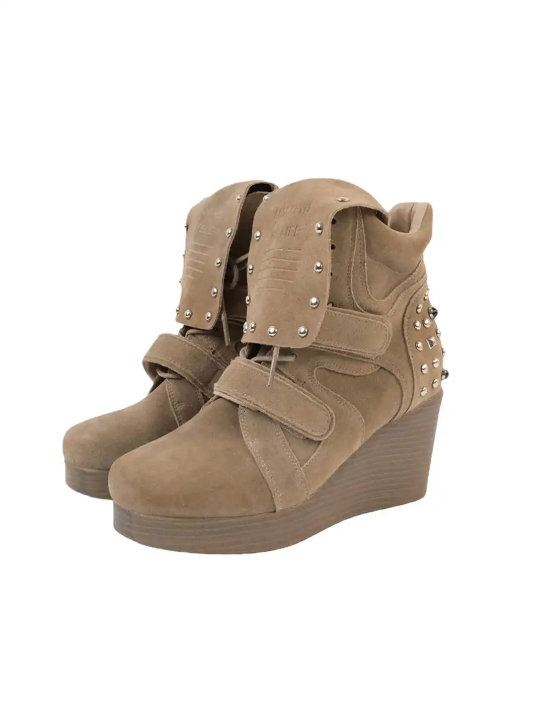 Mooreyu | Velcro Genuine Suede Platform Ankle Boots