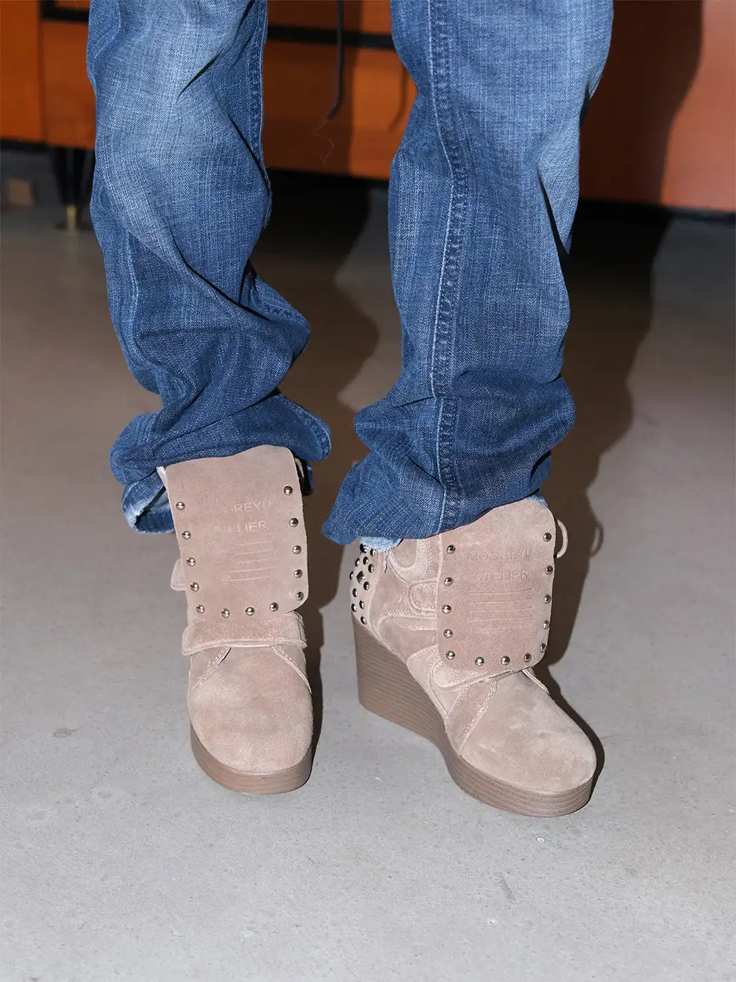 Mooreyu | Velcro Genuine Suede Platform Ankle Boots