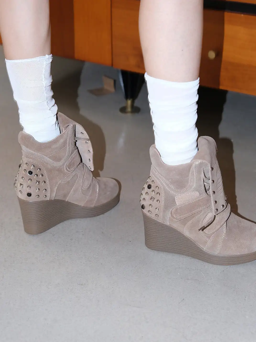 Mooreyu | Velcro Genuine Suede Platform Ankle Boots