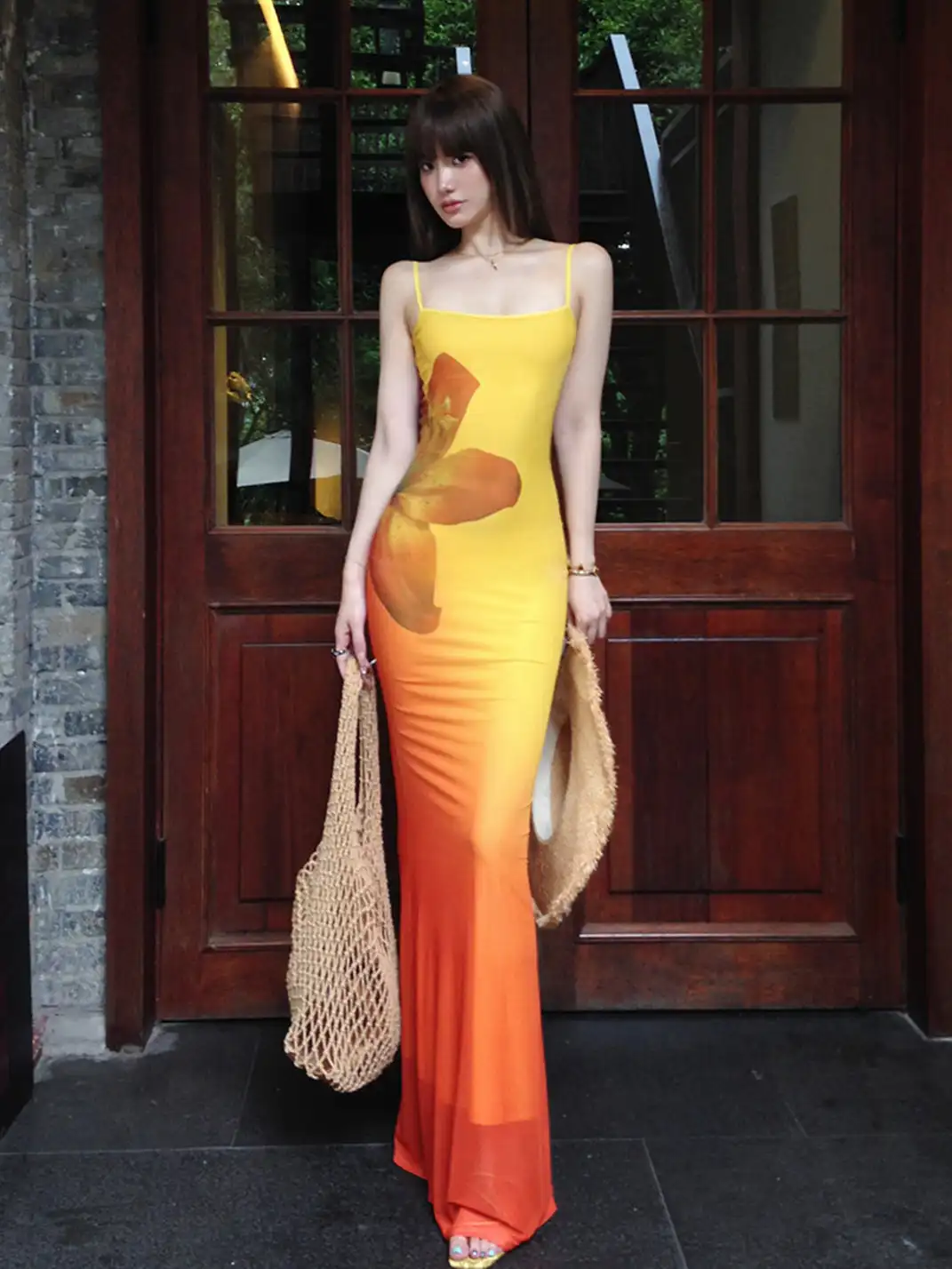 HiimDai | Floral Gradient Waist Fishtail Dress
