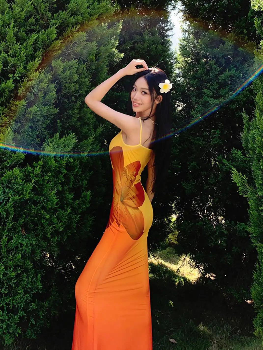 HiimDai | Floral Gradient Waist Fishtail Dress