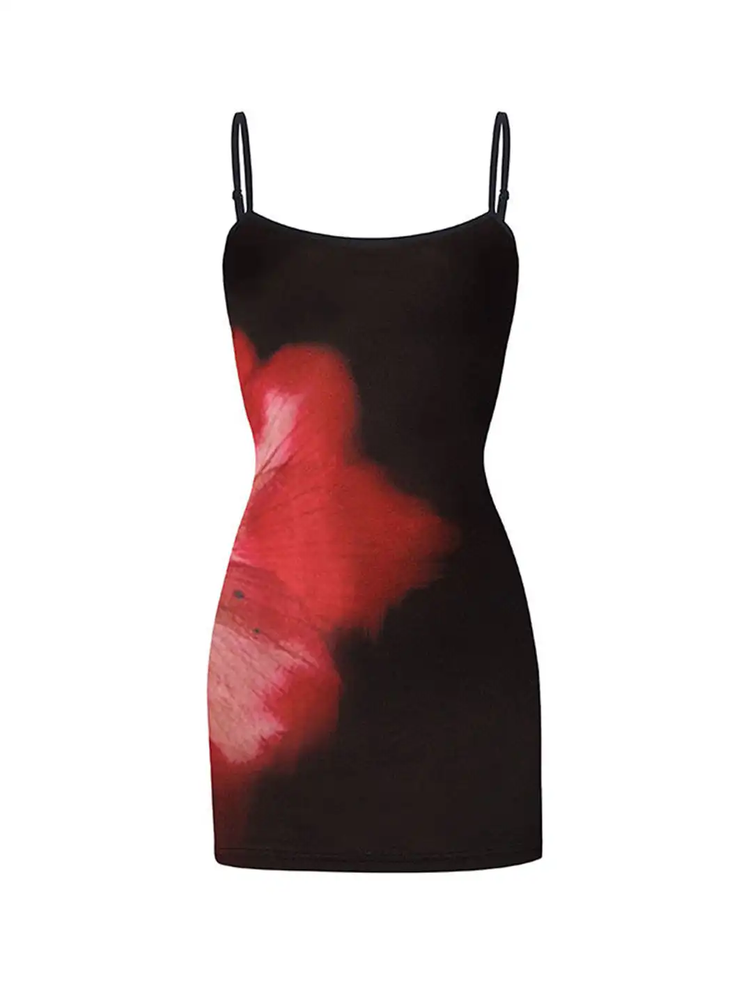 HiimDai | Floral Gradient Waist Fishtail Dress-Black