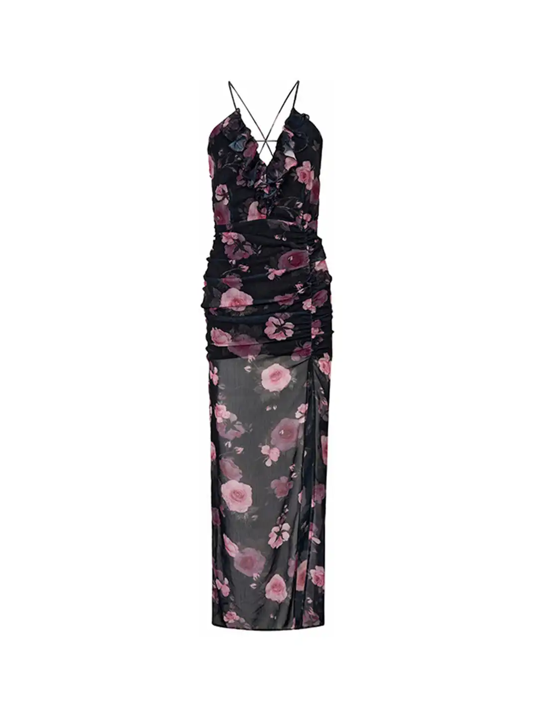 HiimDai | High Slit Waist Floral Print Dress