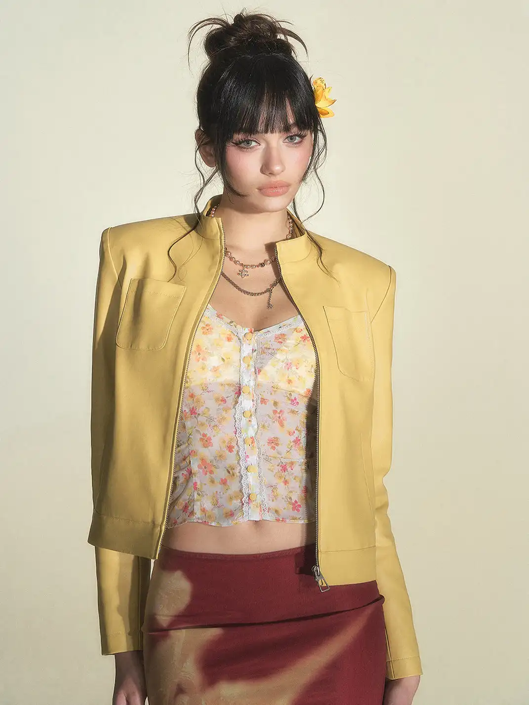 HiimDai | Floral Cami Top & Hip-Hugging Skirt Set