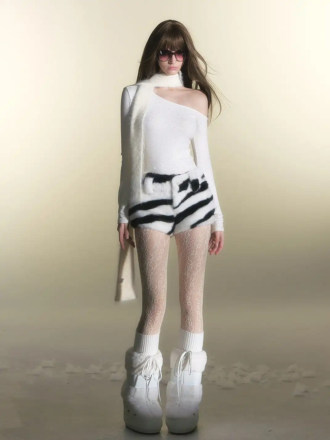 HiimDai | One Shoulder Full Rhinestone T-Shirt