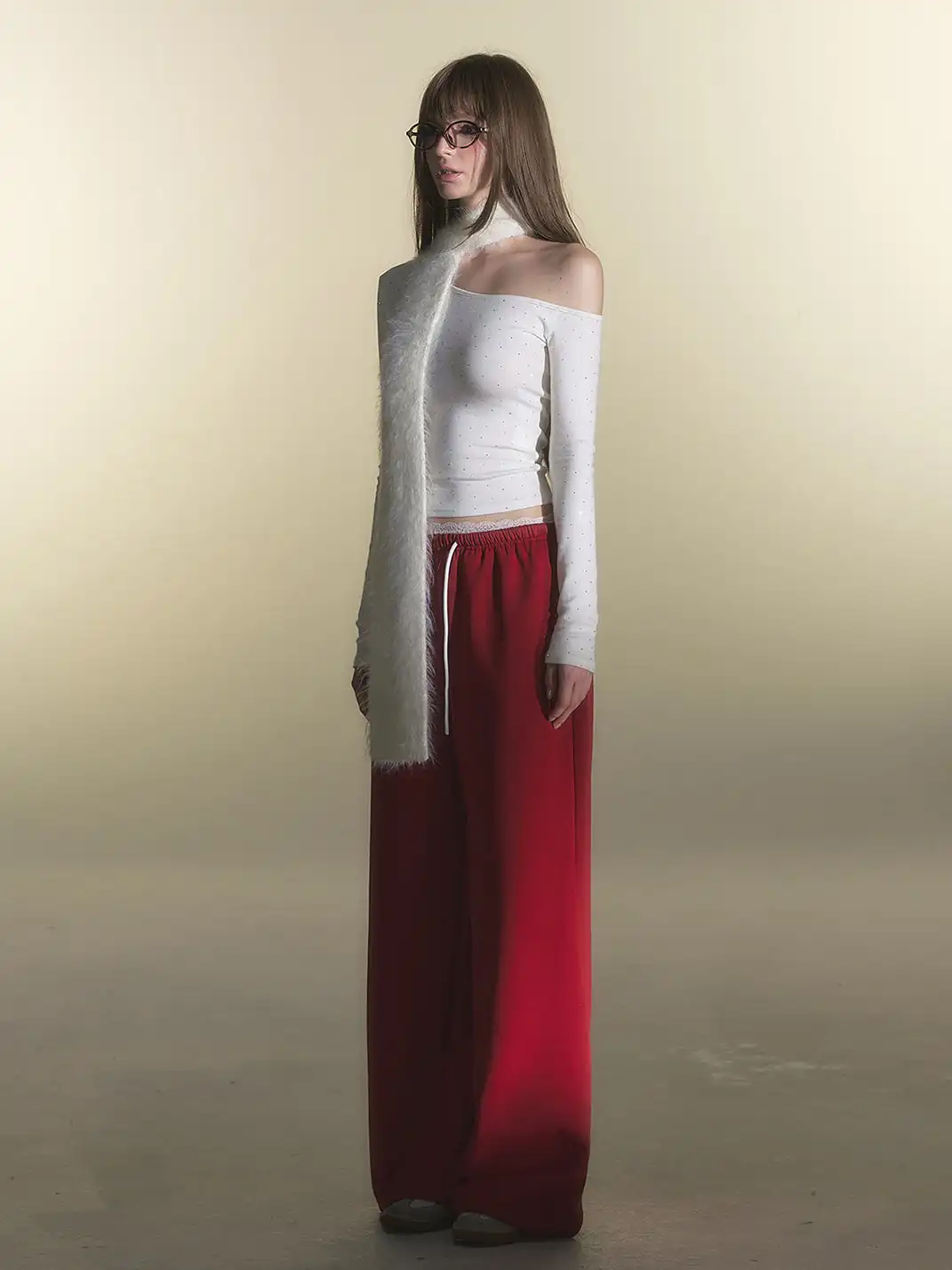 HiimDai | One Shoulder Full Rhinestone T-Shirt