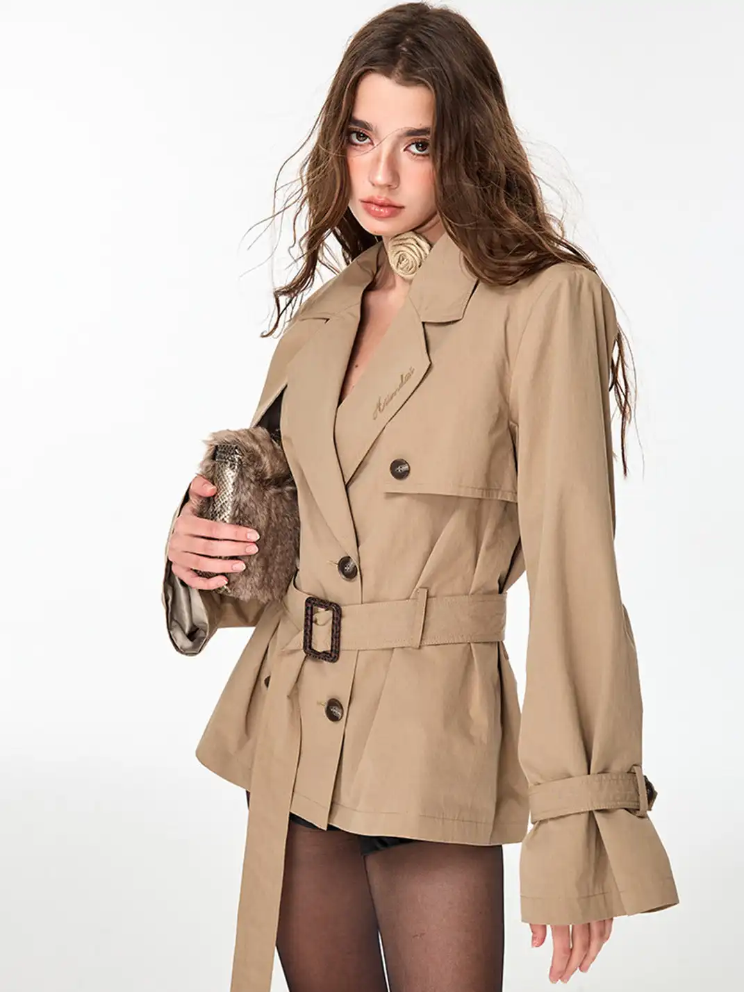 HiimDai | Double Breasted Mid Length Trench Coat