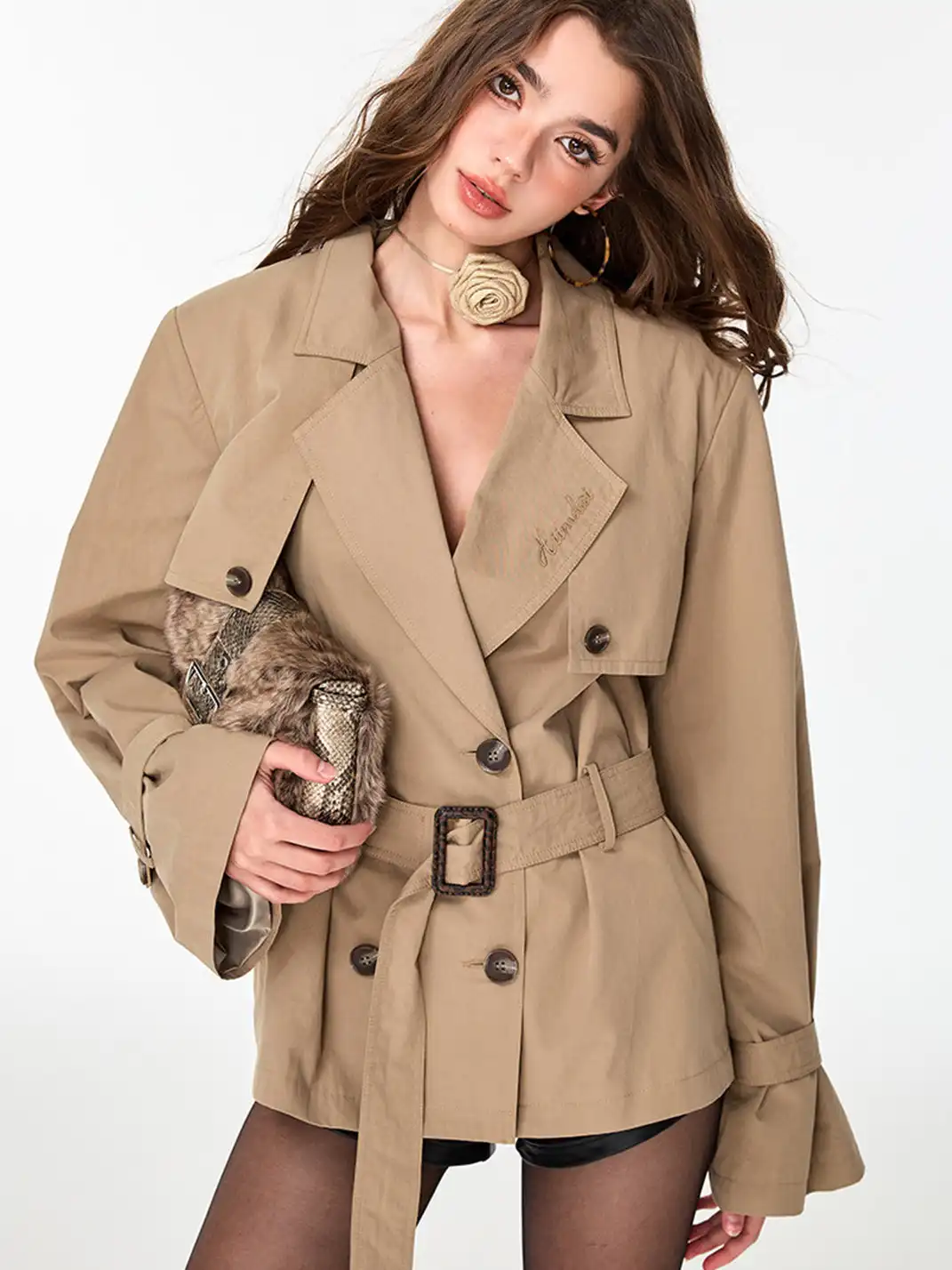 HiimDai | Double Breasted Mid Length Trench Coat