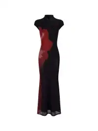 HiimDai | Chinese Style Block Print Waist Slim Qipao Dress