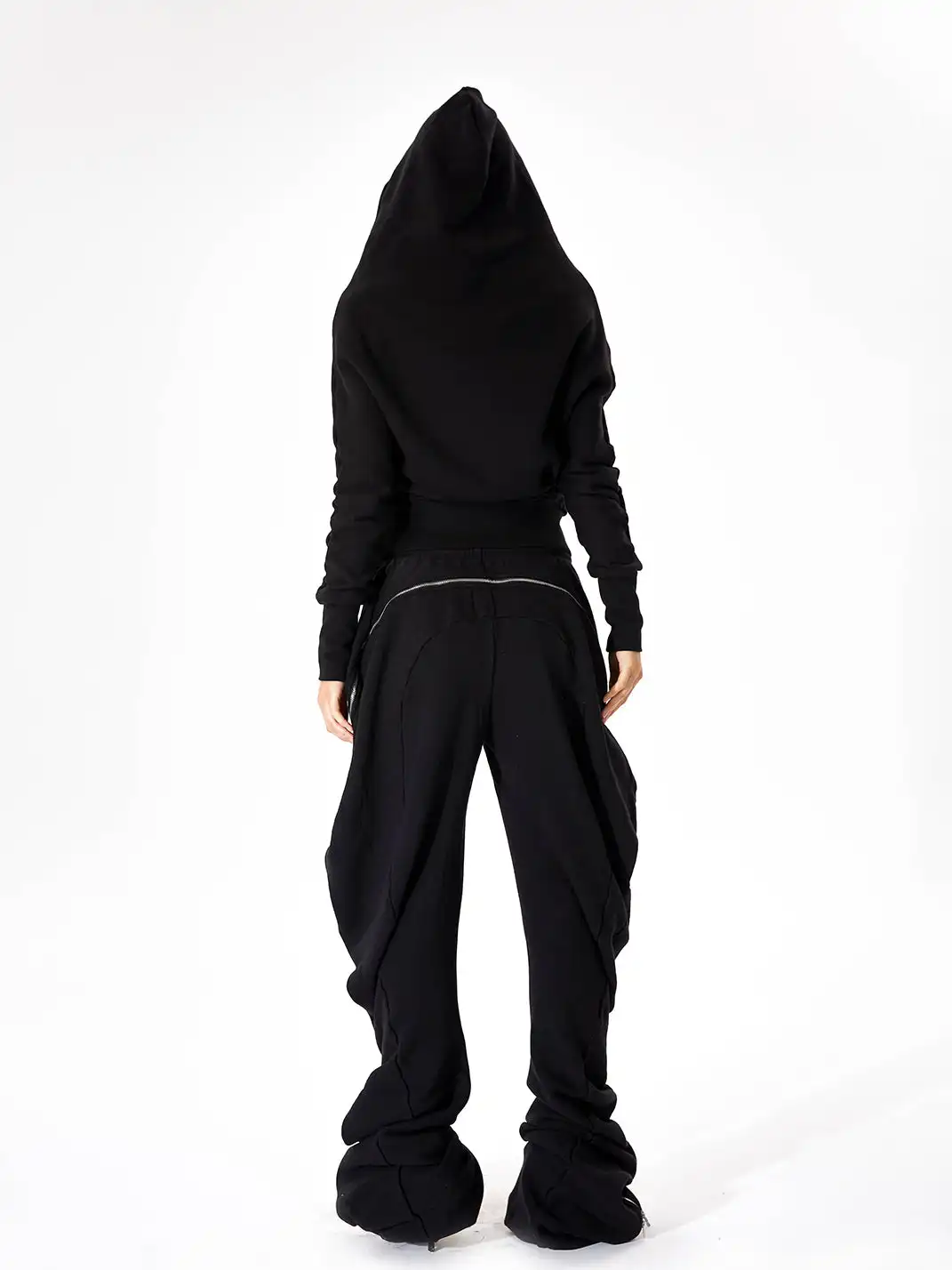 JUSTLIK3US | Zipper French Terry Slouchy Sleeve Hooded Sweatshirt