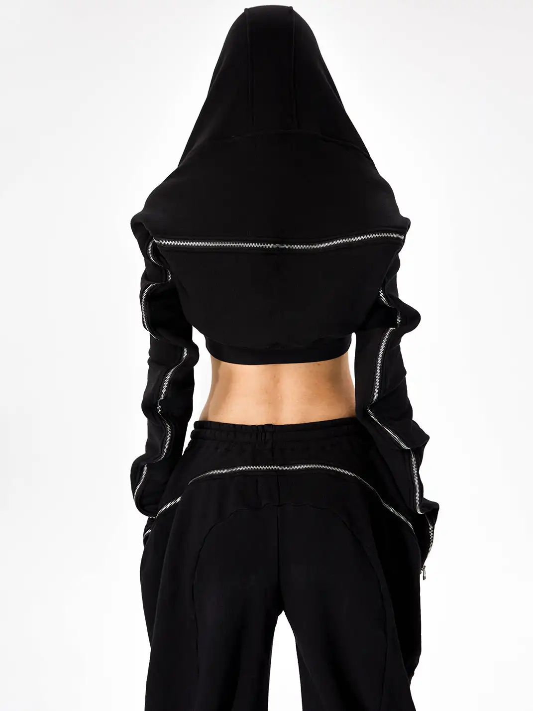 JUSTLIK3US | Hooded Curved Zipper Cardigan Short Sweatshirt