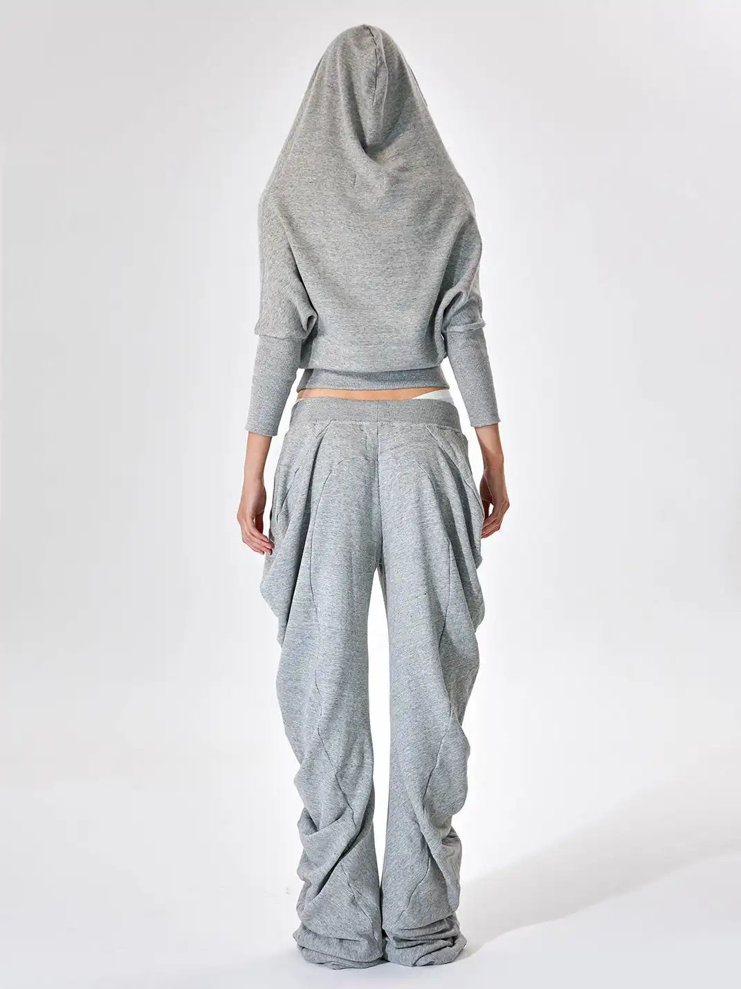 JUSTLIK3US | Drawstring Slouchy Curved Wide Leg Pants