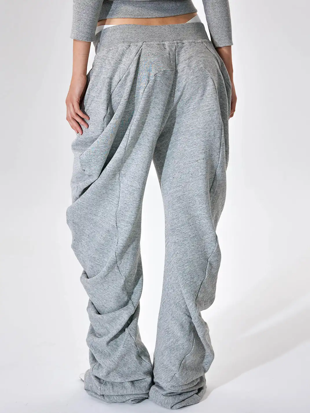 JUSTLIK3US | Drawstring Slouchy Curved Wide Leg Pants