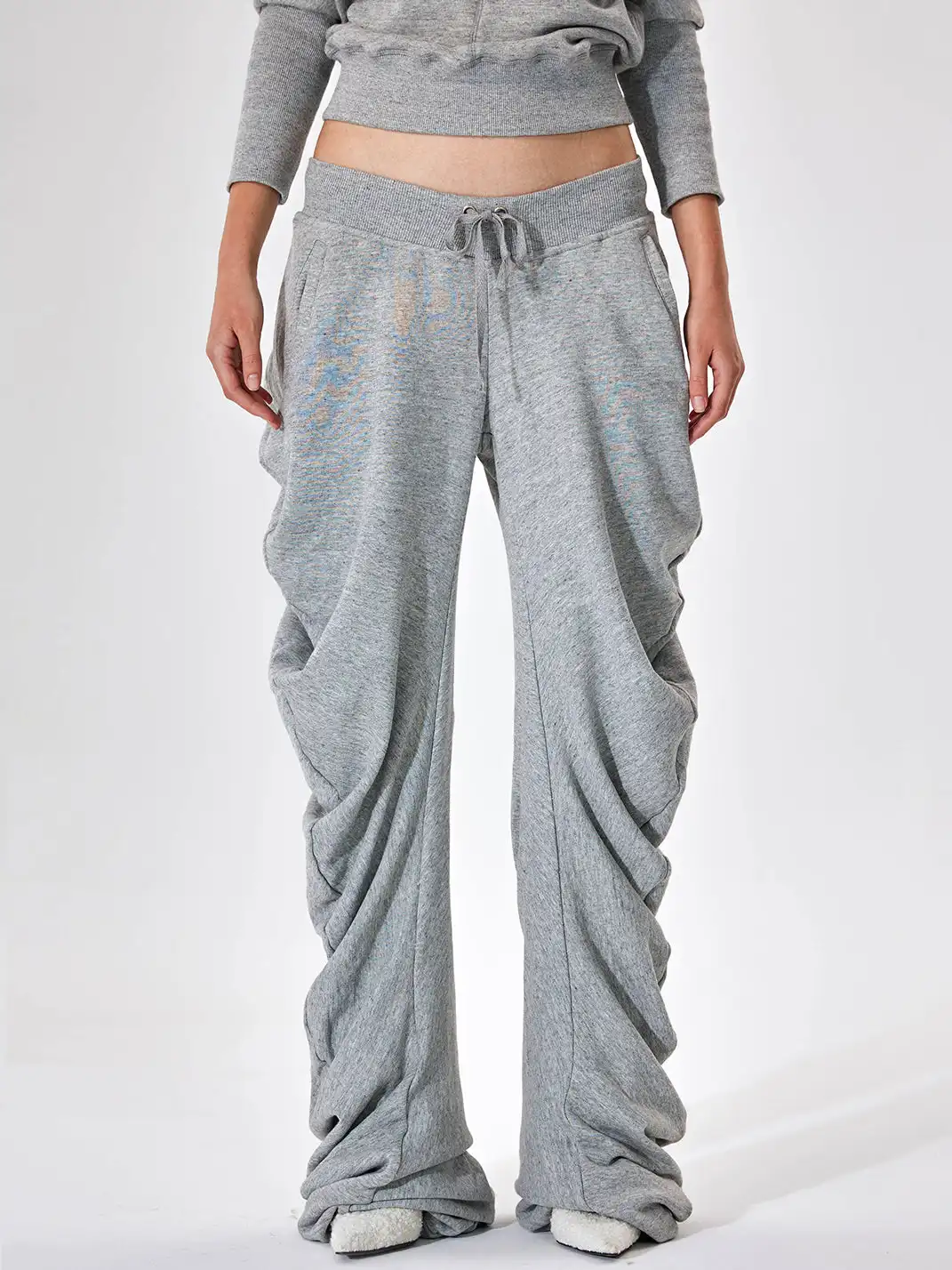 JUSTLIK3US | Drawstring Slouchy Curved Wide Leg Pants