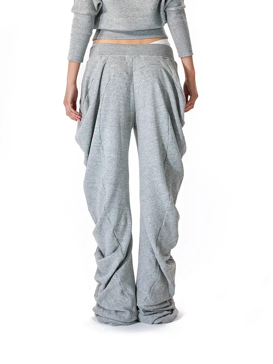 JUSTLIK3US | Drawstring Slouchy Curved Wide Leg Pants