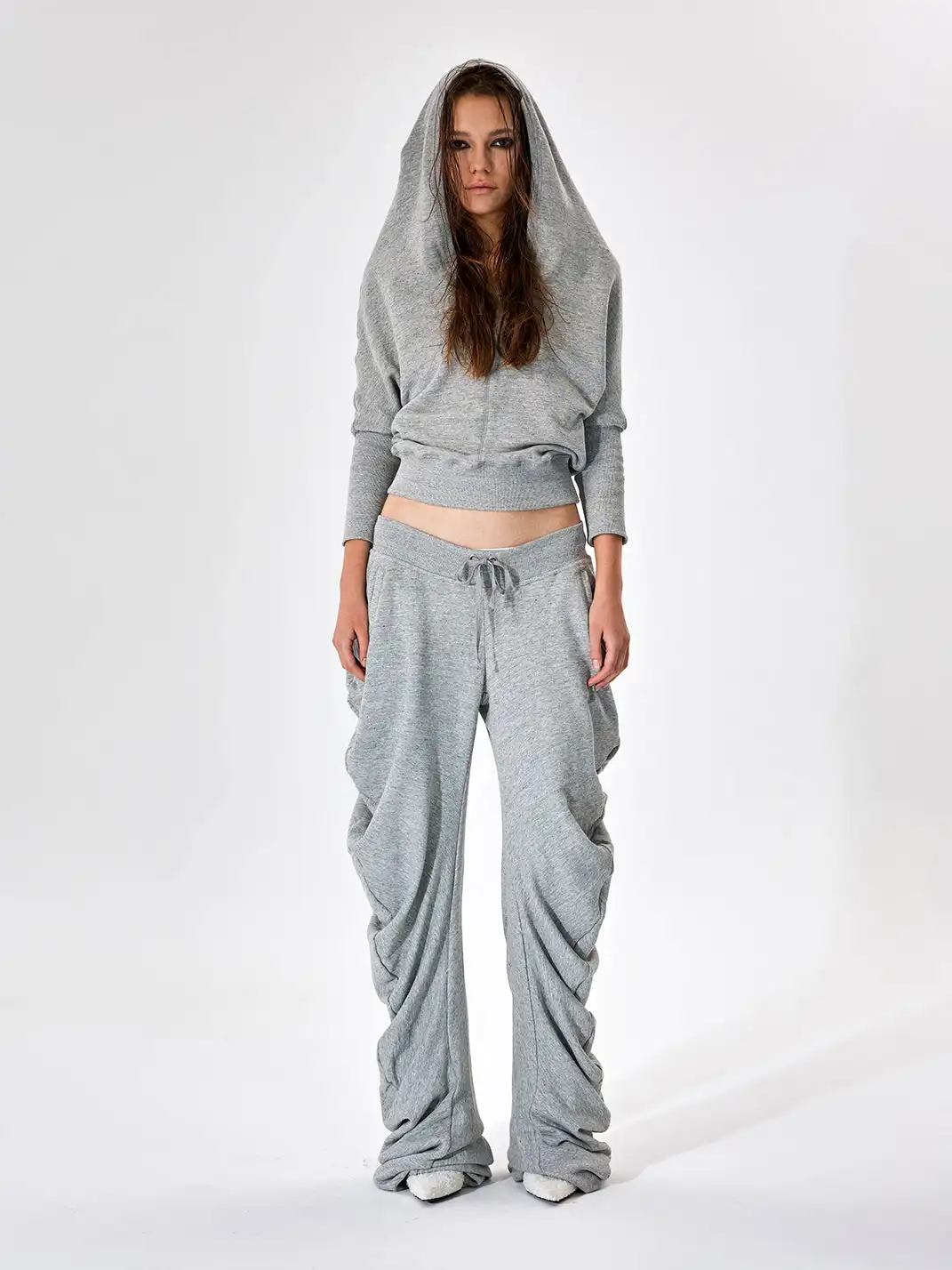 JUSTLIK3US | Drawstring Slouchy Curved Wide Leg Pants