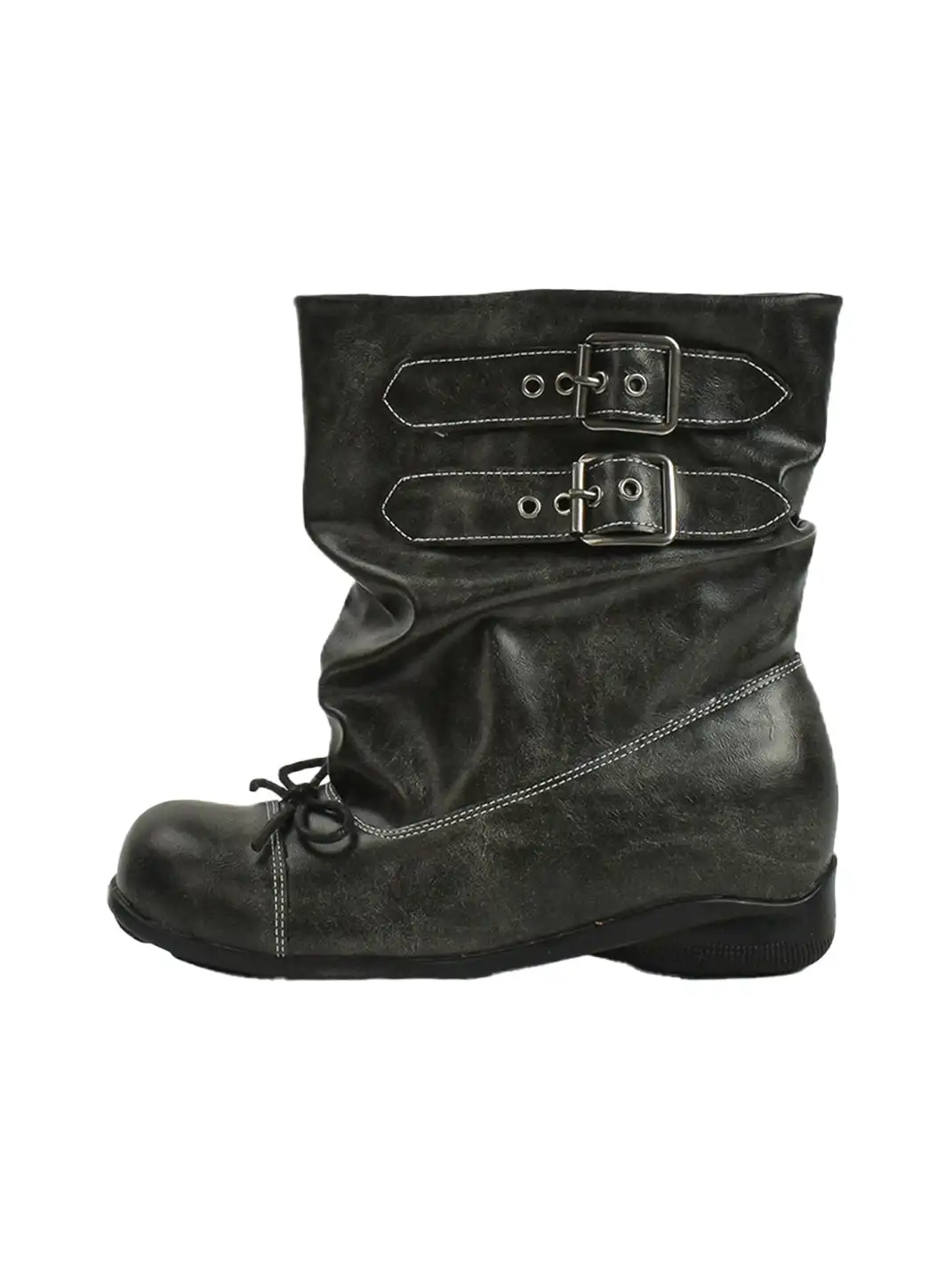 RONG | Bow Ruched Black Calf Boots