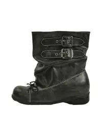 RONG | Bow Ruched Black Calf Boots