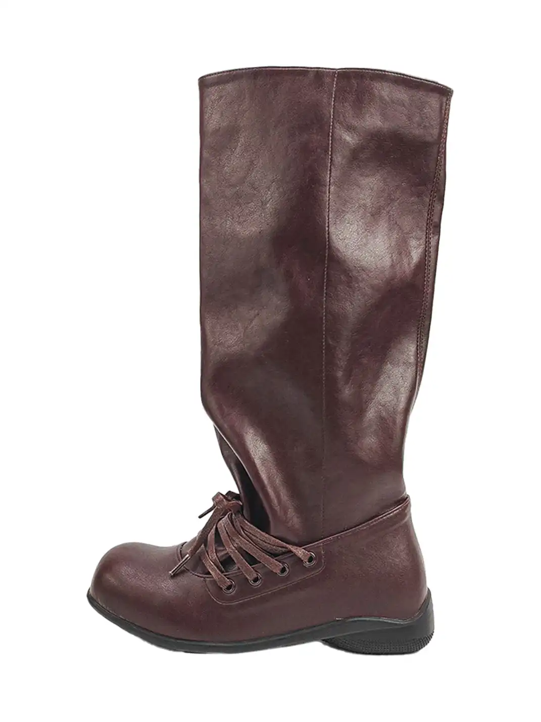 RONG | Genuine Leather Lace Up Slouchy Boots