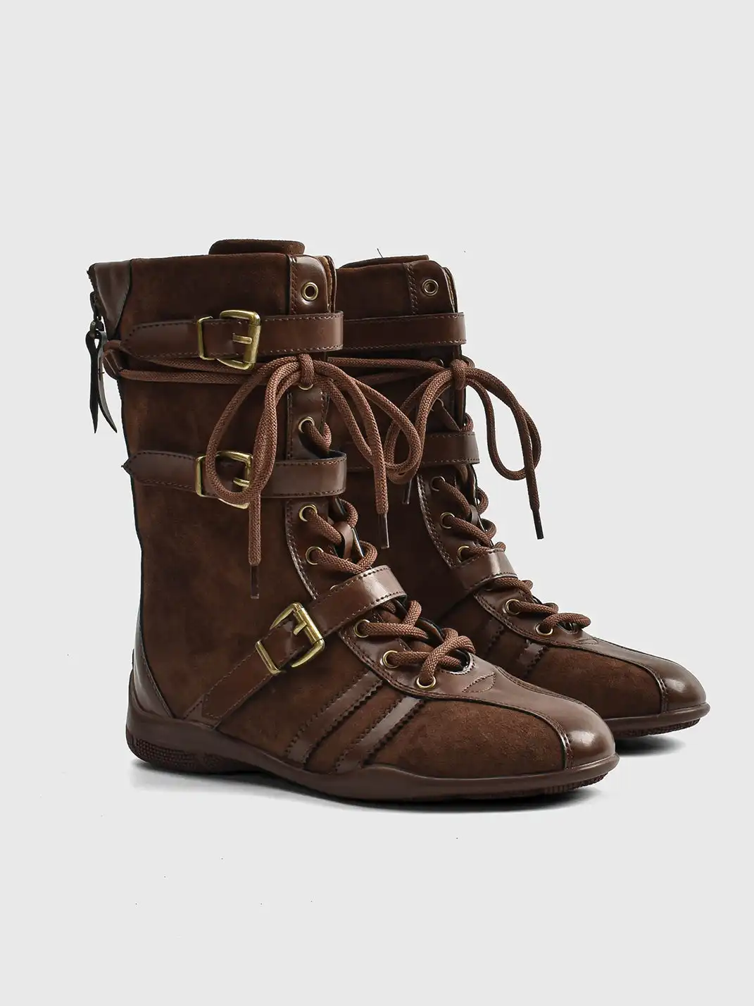 RONG | Buckle Strap Frosted Calf Trainer Boots
