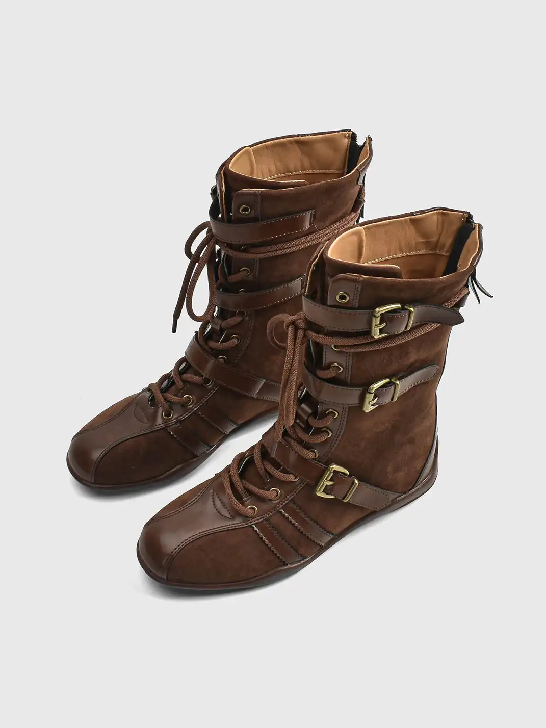 RONG | Buckle Strap Frosted Calf Trainer Boots