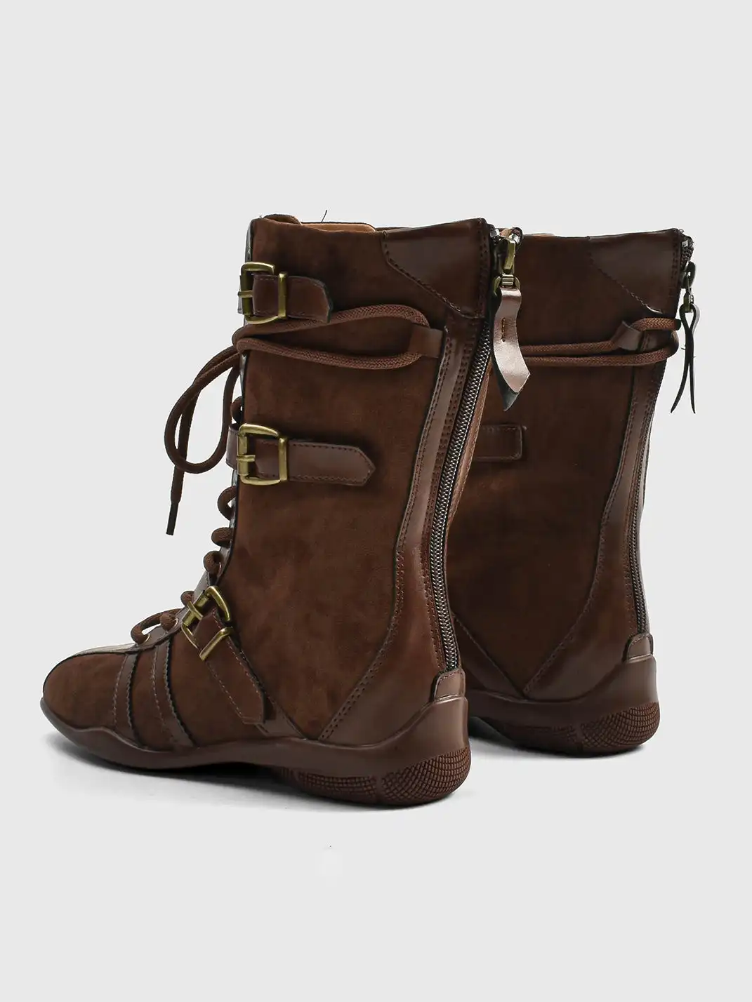 RONG | Buckle Strap Frosted Calf Trainer Boots