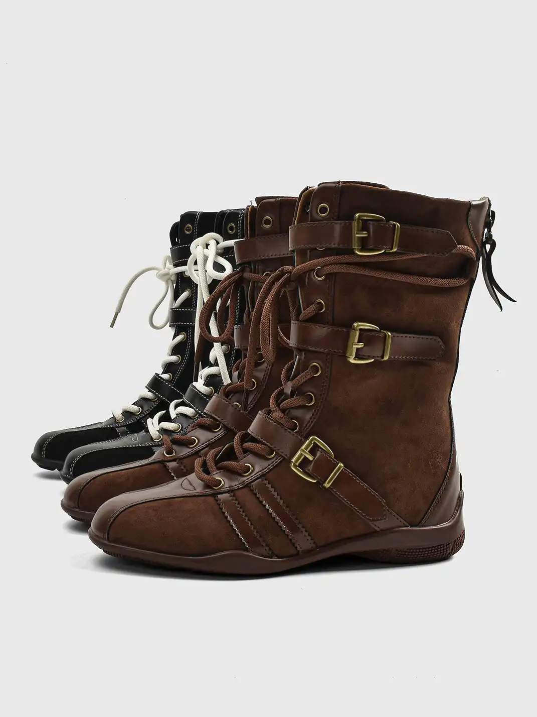 RONG | Buckle Strap Frosted Calf Trainer Boots