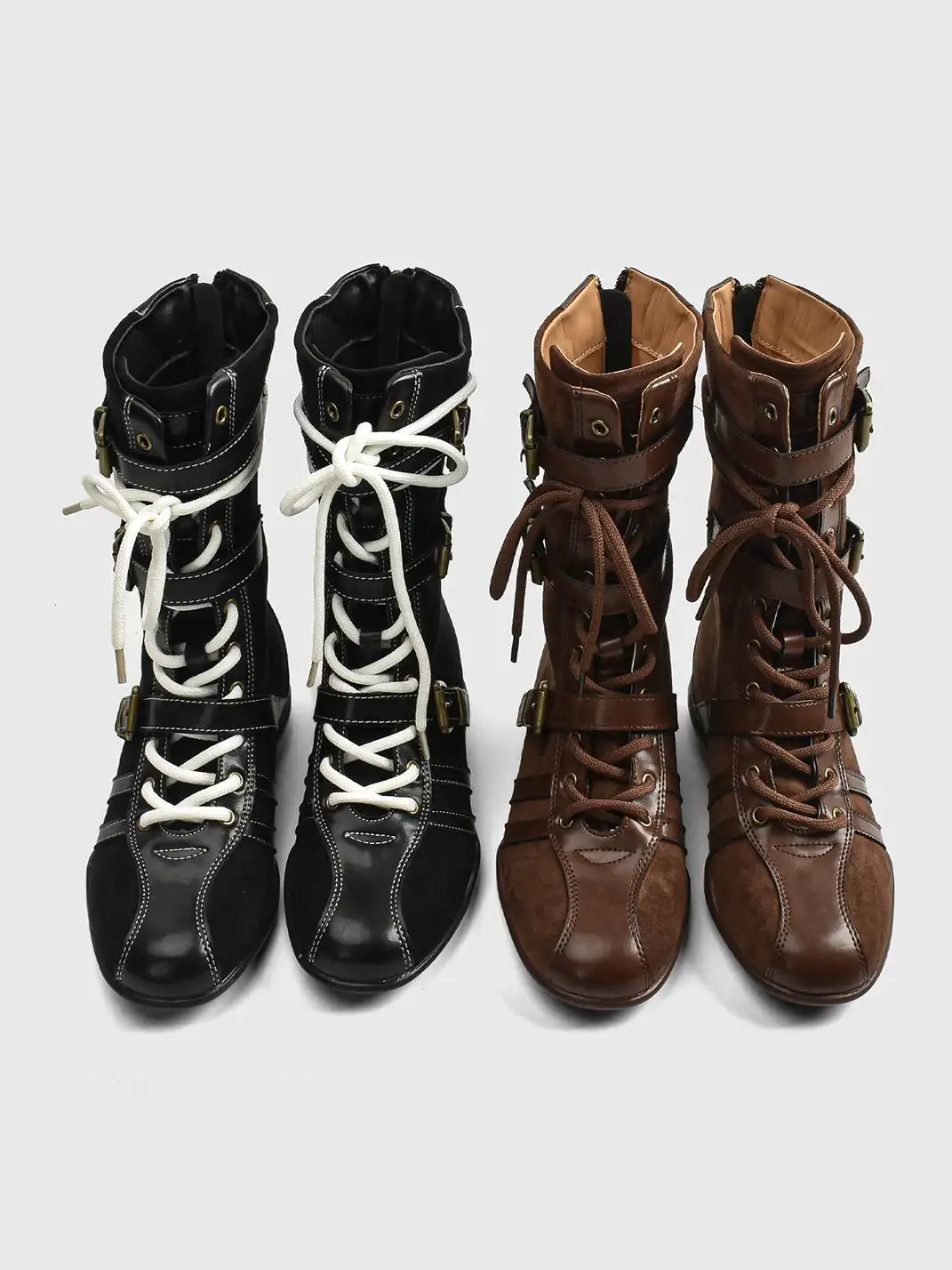 RONG | Buckle Strap Frosted Calf Trainer Boots
